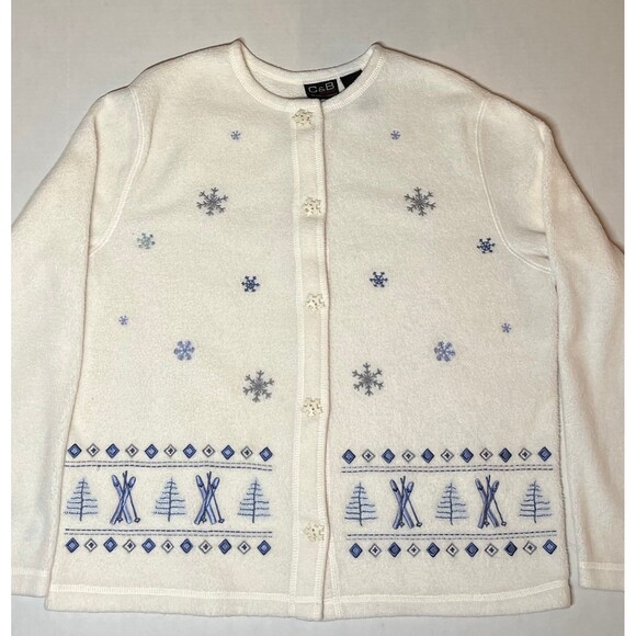 CROFT & BARROW Winter Button Down Fleece Cardigan Size M (Bx 7) - Picture 6 of 10